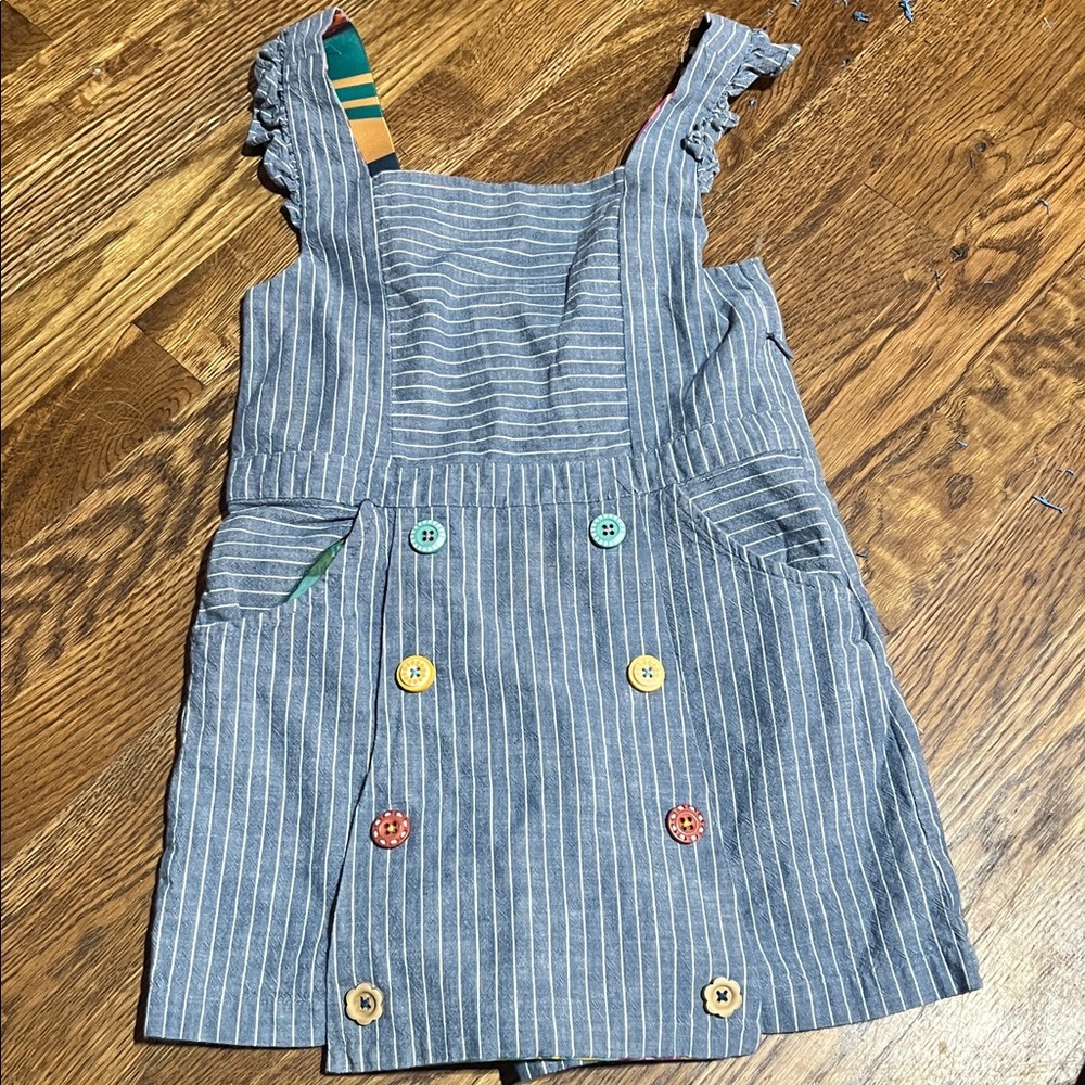 Matilda Jane Girls Chambray Romper With Colorful Buttons & Ruffle Straps - Picture 2 of 7